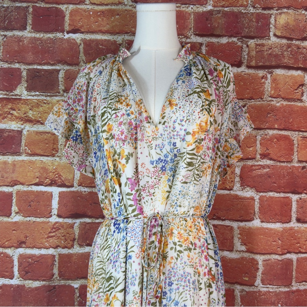 Lucy Paris Multicolor Floral Maxi Dress Size Small Bohemian Cottagecore prairie - Picture 5 of 11